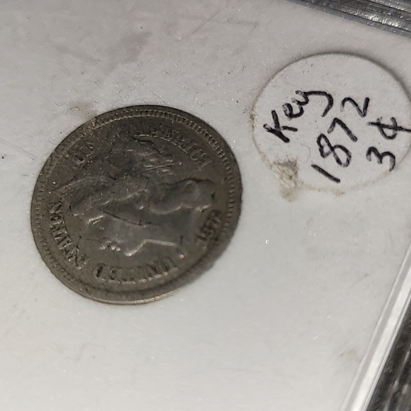 1872. Graded. Key Date. 3 Cent piece. VF 25 - Picture 3 of 5